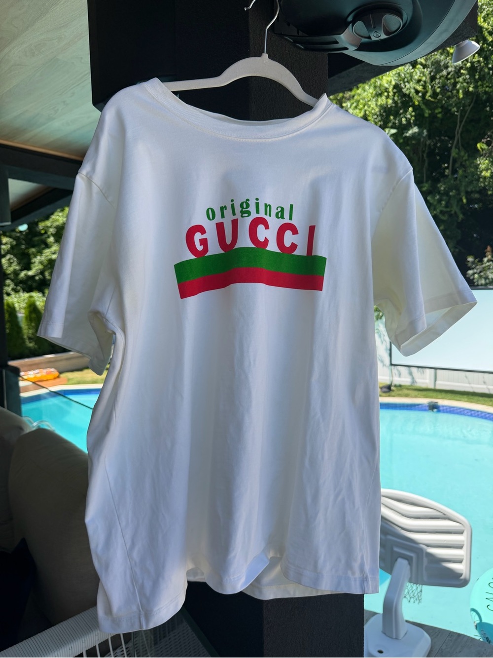 Authentic Gucci Original Gucci Logo Graphic T-Shirt White Men’s XL Made in Italy